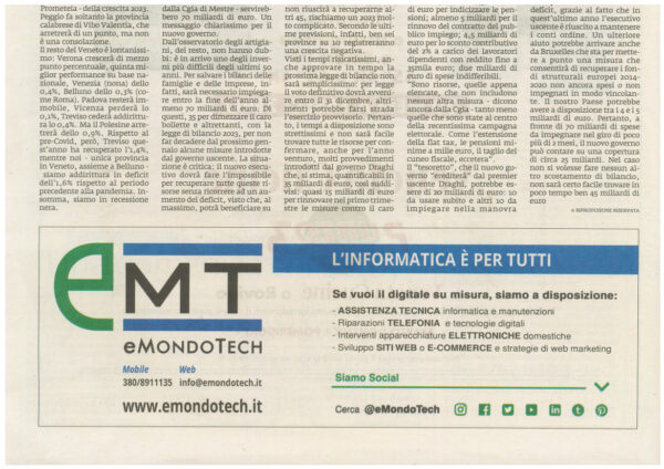 eMondoTech in uscita sul giornale La Voce di Rovigo